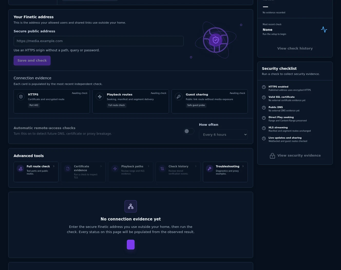 Finetic Remote Access connection evidence, scheduled monitoring and security checklist